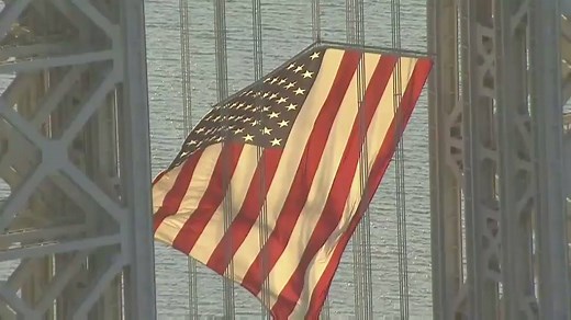 The largest free-flying flag in the world is on the George Washington Bridge, blowing in the wind on this Veterans Day. | FOX 5 NY