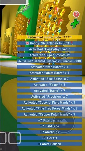 Bee Swarm Simulator Codes! #beeswarmsimulator #roblox #shorts