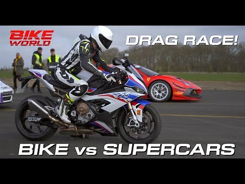 Drag Race! Bike vs Lots Of Supercars In 4K!