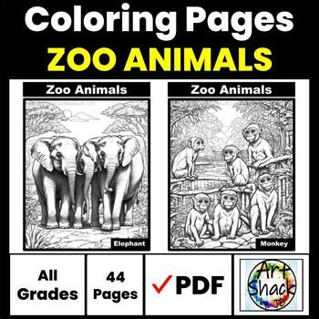 ZOO ANIMALS Coloring Pages/Digital Resource/Elementary School Activities