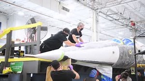 You’ve seen the “after,” now here’s the “before.” A few months before rollout, XB-1 got a hands-on makeover from the team that built it. This final step transformed the aircraft into its final look on rollout day. | Boom Supersonic