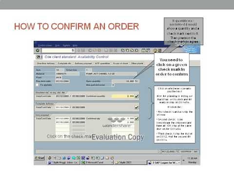 GU SAP How to confirm an order VA02