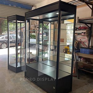 Customized Glass Display Cases With Shelves
