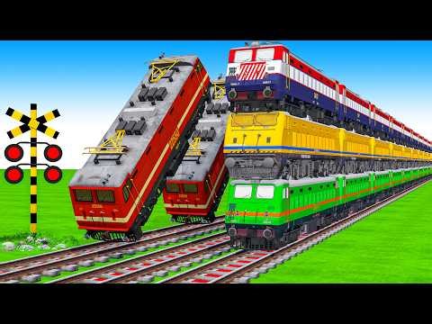 【踏切アニメ】複雑な電車 5 Trains Climbing Pynamid 2025 🚦 Fumikiri 3D Railroad Crossing Animation #1 #train