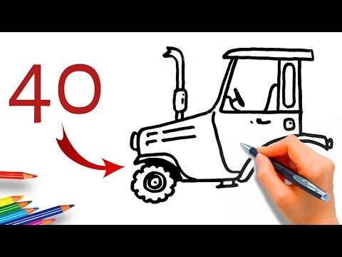 How to draw Tractor easy | Tractor drawing from number 40