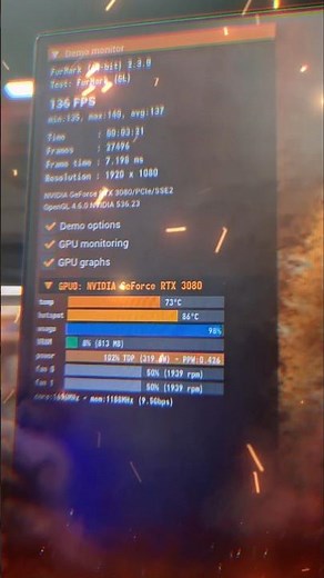 Graphic Card Benchmark Test RTX 3080 With Furmark ❤️‍🔥❤️‍🔥❤️‍🔥#RTX#benchmark #furmark #gputest