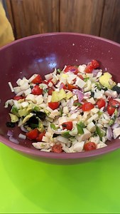 Delicious salad (vegan ceviche) Olivia uses hearts of palm, tomatoes, red onion, jalapenos, avocado, seaweed, limes, pepper, salt and tortilla chips to make a yummy vegan ceviche. This original video was produced by Network Media LLC and Olivia | Olivia
