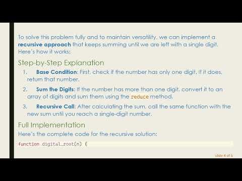 How to Resolve Digits Root in JavaScript