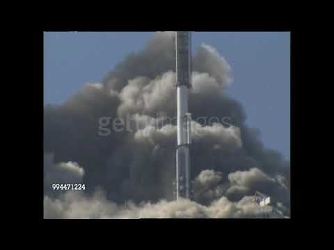 WTC North Tower Collapse, zoomed initiation from north