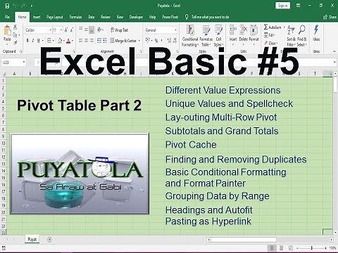 Excel Basic #5 Pivot Table part 2 (Tagalog)
