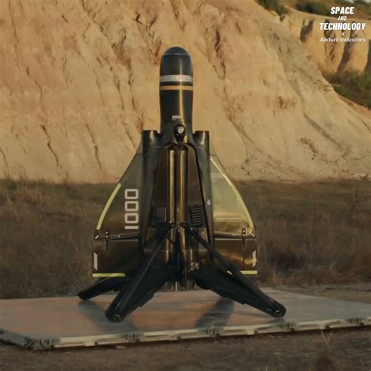 This is Roadrunner, a reusable rocket-powered combat drone developed by Anduril Industries. It can take off vertically, identify and intercept aerial threats using autonomous systems, and either destroy them with a high-explosive warhead or return safely if not needed. Designed for rapid deployment, it flies at high subsonic speeds and can land and be reused like Falcon 9 rockets, first revealed in 2023.