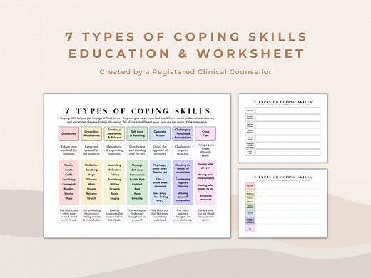 Coping Skills Handout: 7 Types Education & Worksheet (PDF) - Etsy