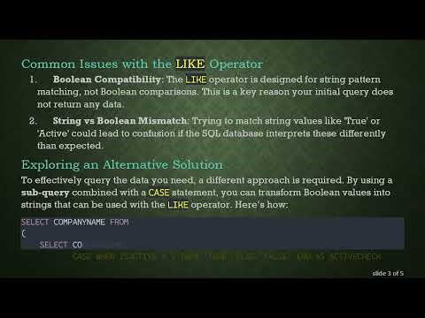 Mastering the LIKE Operator for Boolean Data in SQL Queries