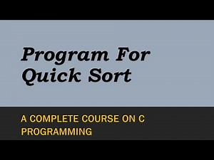 Program For Quick Sort In C