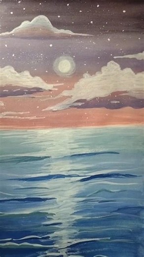 🌅Ocean Glow Art ✨ ll Moonlight Ocean Painting ✨