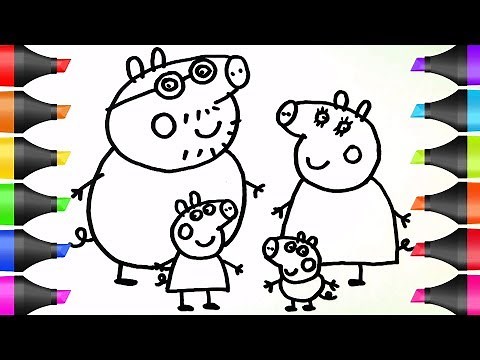 Drawing Peppa Pig's Family | Coloring Pages | BOBO Cute Art