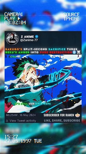 Bakugo’s Sacrifice Triggers Deku’s Uncontrolled Fury 🥶🔥 #myheroacademia #mha #anime #animeedit