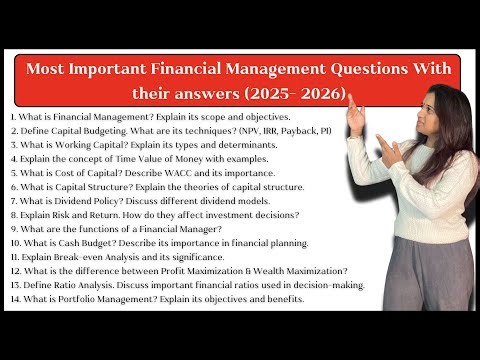 Most Important Financial Management Questions & Answers (2025–2026) | 11th, 12th, B.Com, BBA, MBA