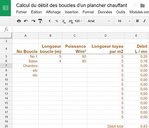 Débit plancher chauffant : Calcul du débit des boucles d'un plancher chauffant par caleosol