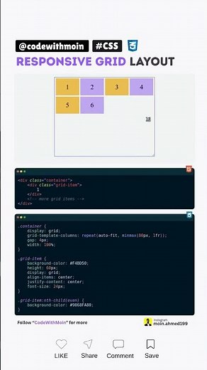 Responsive CSS Grid Layout: Build Perfect Layouts for ALL Devices! 📱💻 #CSSGrid #WebDev