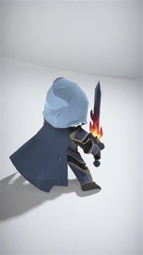 Chibi Knight with Flame Sword - AI Rigged 3D Character
