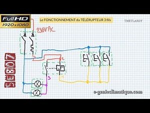 SEB07-Schéma électrique-Principe de câblage du télérupteur 3 fils et explication