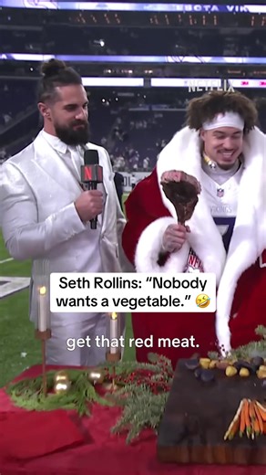 “Nobody wants a vegetable. Get that red meat. Get after it. I’ll take a potato.” WWE Superstar Seth Rollins on NFL Christmas Gameday is an absolute vibe 😂 #NFLonNetflix #nfl #wwe #sethrollins