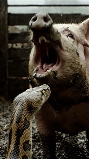 Python Attacks Pig Inside the Pen — Nature’s Wild Showdown! 🐍🐖