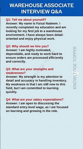 Warehouse Associate Interview Questions and Answers