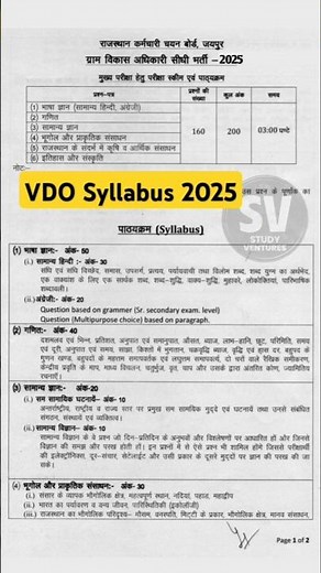 VDO New Syllabus 2025 Notification, Form, Update, Exam Date, Pattern,Vacancy || vdo syllabus 2025