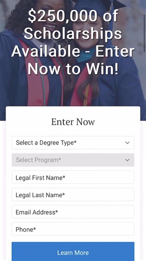 This Fall, Your Future Awaits! Enter today for a chance to win your share of $250,000 in scholarships. Be one of the 50 winners to unlock a brighter future! | Liberty University Online Programs