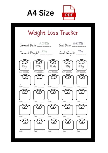 Weight Loss Tracker Printable – Progress Journal (digital Download) - Etsy UK