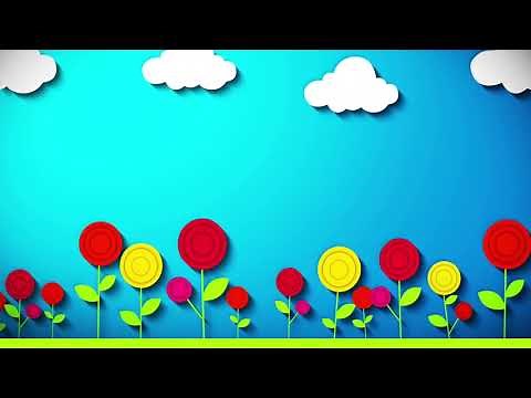 ⛅️🌸🎶 Happy Summer Flowers Clouds Kids Cartoon Background