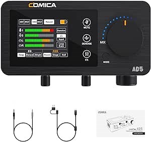 comica AD5 Audio Interface for Studio Quality Recording,Podcasting and Streaming,Dual XLR/6.35mm Audio Interface with Denoise,Loop back,Mute,Audio Mixer for iPhone/iPad/Smartphone/PC/Laptop