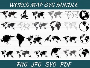 World Map SVG Bundle: Cricut-ready Vector Files (digital Download) - Etsy Canada