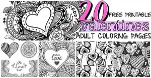 20 Free Printable Valentines Adult Coloring Pages