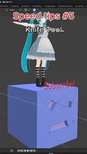 Blender Speed Tips #5 Knife Tool #shorts #viralshorts