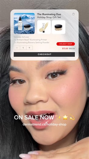 Dermablend Professional Canada on Instagram: "Deck the halls and fa-la-love your base 💫🌲 Dermablend Canada’s Holiday Shop has everything you need to create the perfect Holiday look or add a little sparkle to your loved ones gifts this year ✨ This glowing look was created using our Illuminating Duo which includes: ⭐ Brilliant Base™ Illuminating Primer 💫 Illuminating Banana Setting Powder From priming to setting, this duo will ensure your look glistens all night long 🌠 @makeupbyanitaleung wear