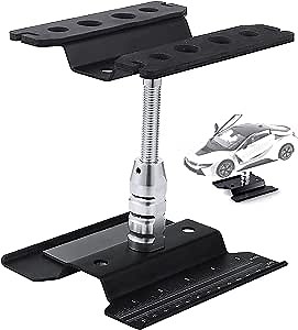 Buddy RC RC Hobby Car Workstation Work Stand Aluminum Repair Workstation 360 Degree Rotation Lift Or Lower with Screw Tray for 1/8 1/10 1/12 Scale RC Trucks Buggy (Black)