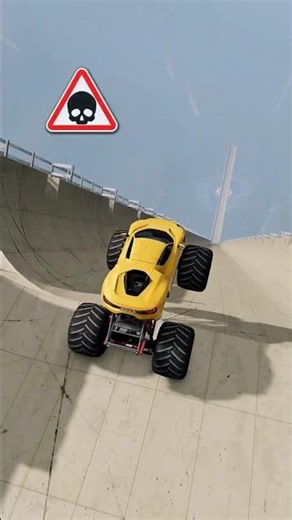 👉MONSTER TRUCK VS MEGA RAMP 🔥 Car, Bus, Trucks Game Simulator Beamng Drive Crashing Gameplay Shorts
