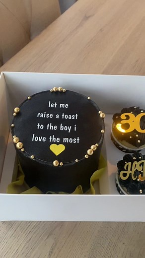 Custom Black and Gold Bento Cake for 30th Birthday