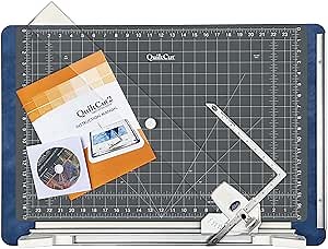 QuiltCut2 All-in-One Fabric Cutting System for Quilters - Includes Rotary Cutting Mat, Fabric Clamp, Cutting Guide, and Speed Gauge Ruler