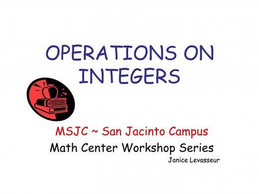 OPERATIONS ON INTEGERS - SlideServe