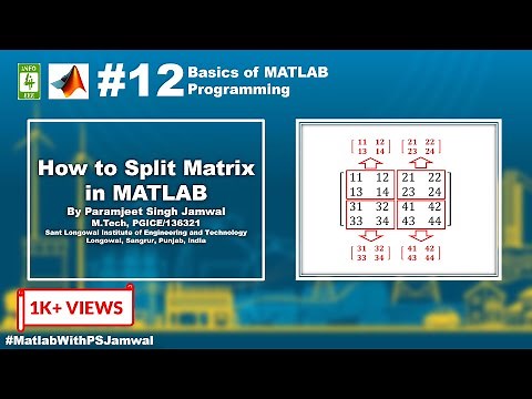 How to Split Matrix in MATLAB #12 | Module 1 | Basics of MATLAB Programming
