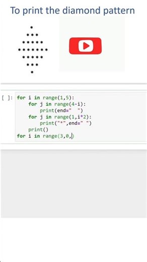 how to print star pattern diamond shape using python 👍✅#shortsfeed#python