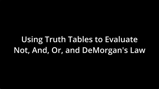 Learn how to use truth tables to evaluate boolean expressions that include not, and, or operators. A demonstration of DeMorgan's Law is also included. https://social.ora.cl/6188fWvlq | I