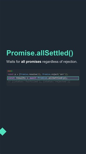 🎯 Promise.allSettled() - Quick JS Tutorial #Shorts