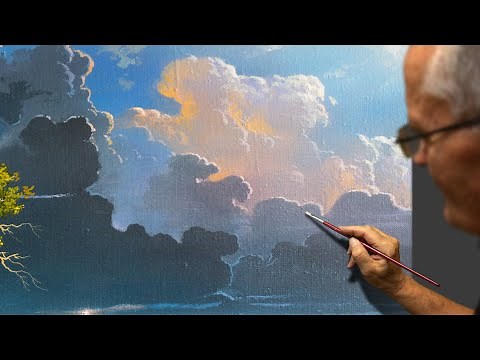 Painting The sky with clouds with | acrylic paints | lesson | Time Lapse | Episode 2.