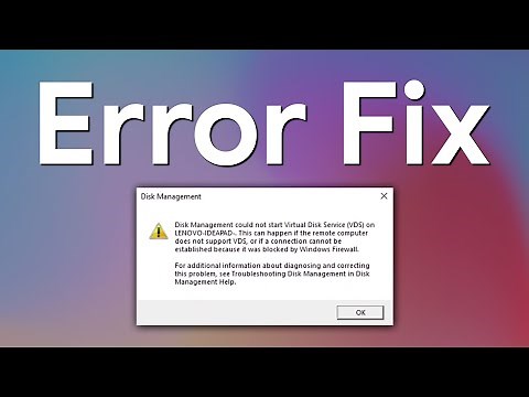 Disk Management Could Not Start Virtual Disk Service (VDS) Error Fix | Can't Open Disk Management