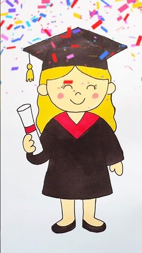 How to Draw a Cute Graduated Girl 👩‍🎓 | Step by Step Drawing for Kids #shorts #kids